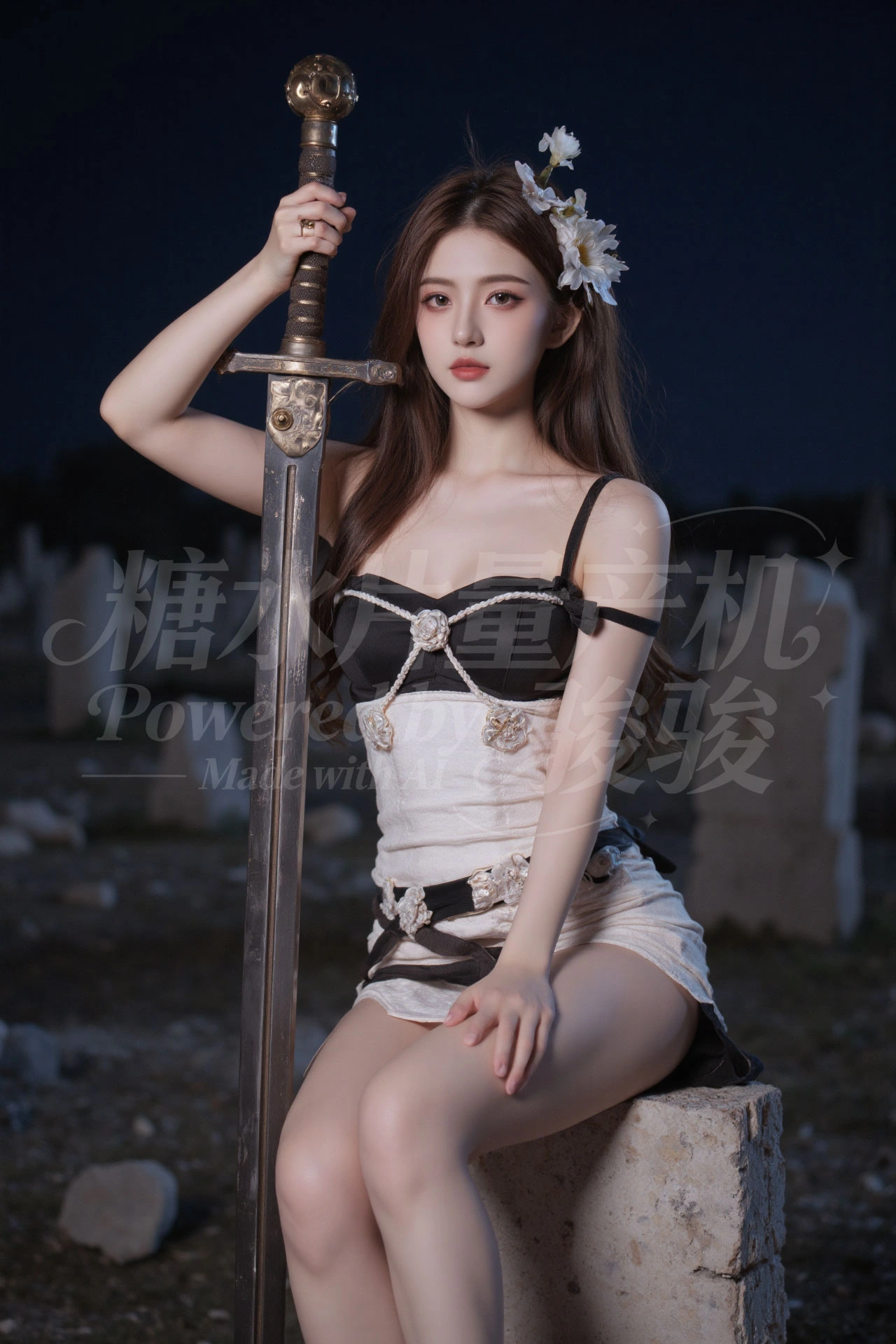 倚窗托腮，粉裙衬着窗外绿野