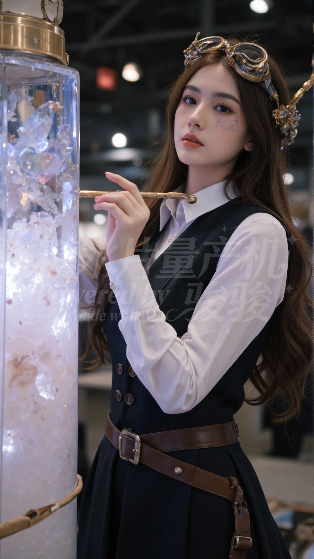 倚窗托腮，粉裙衬着窗外绿野