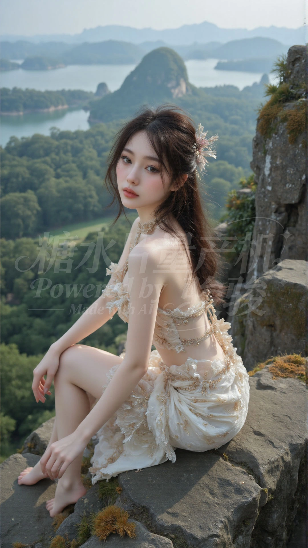 复古书房中，指尖点亮瓶中紫花