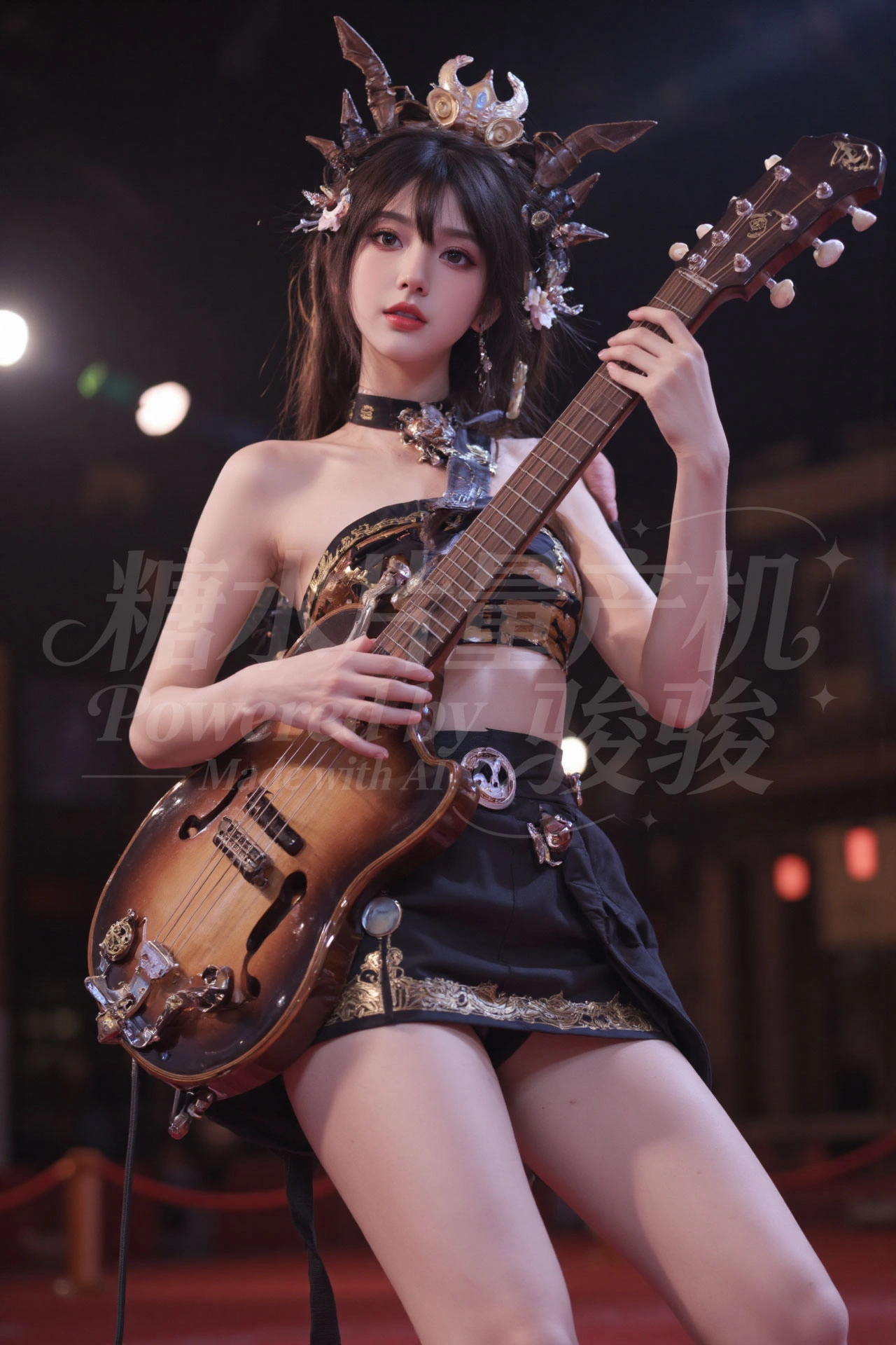 复古书房中，指尖点亮瓶中紫花