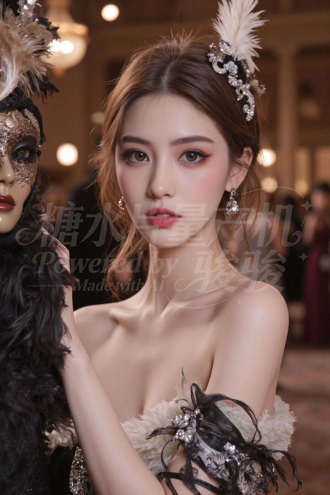 复古书房中，指尖点亮瓶中紫花