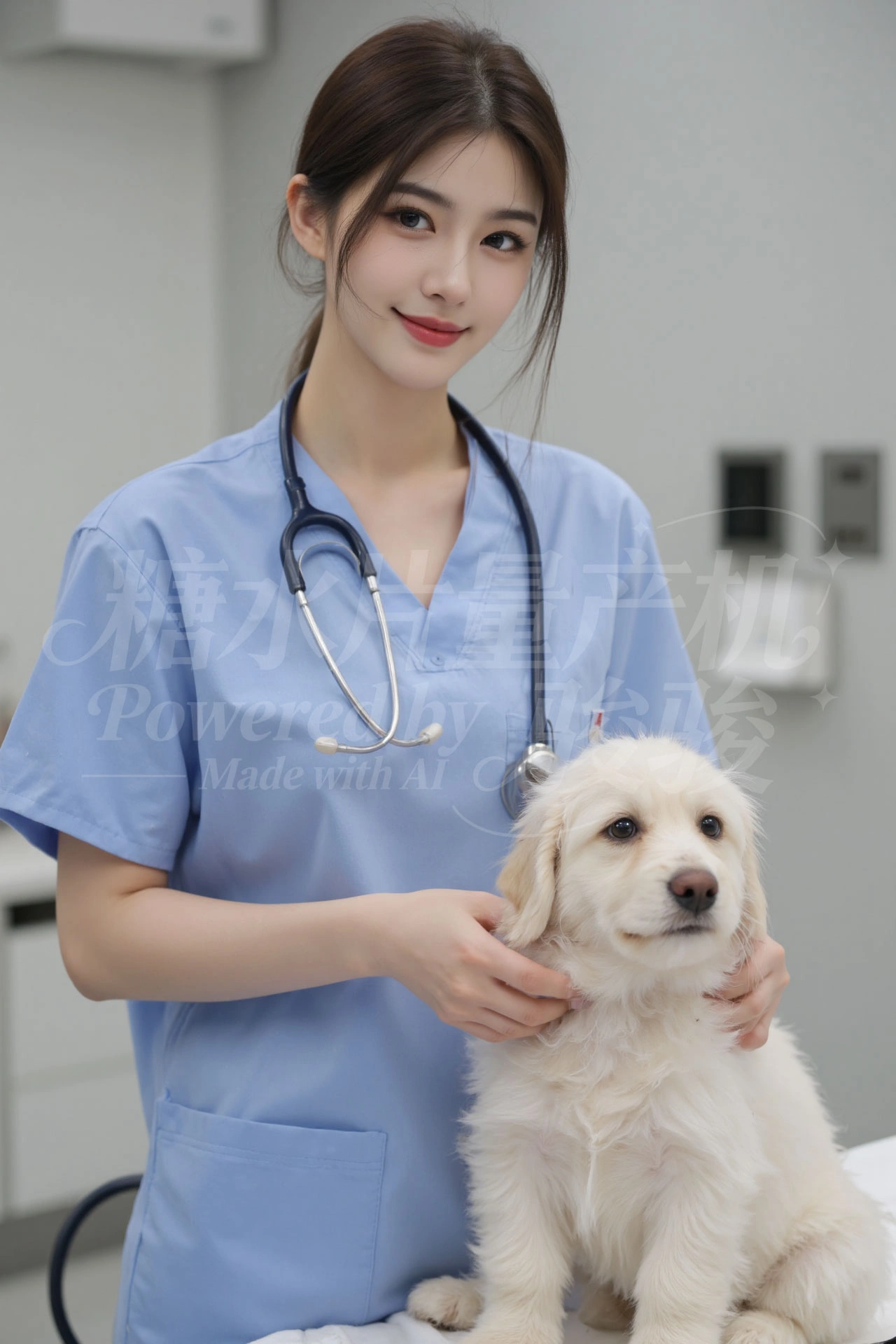 蝶海幻境中，她蓝发如瀑，青衫似釉