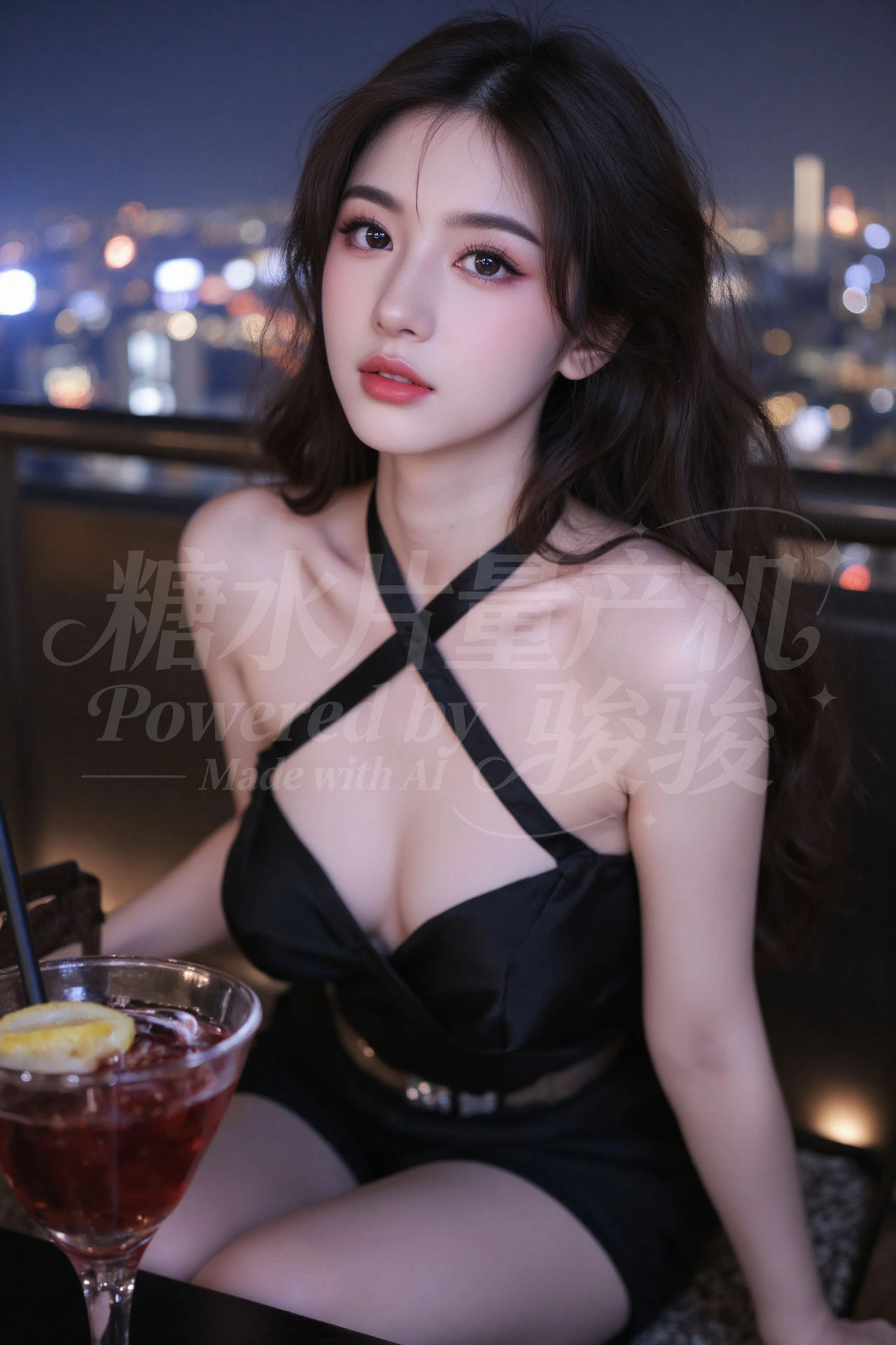 蝶海幻境中，她蓝发如瀑，青衫似釉