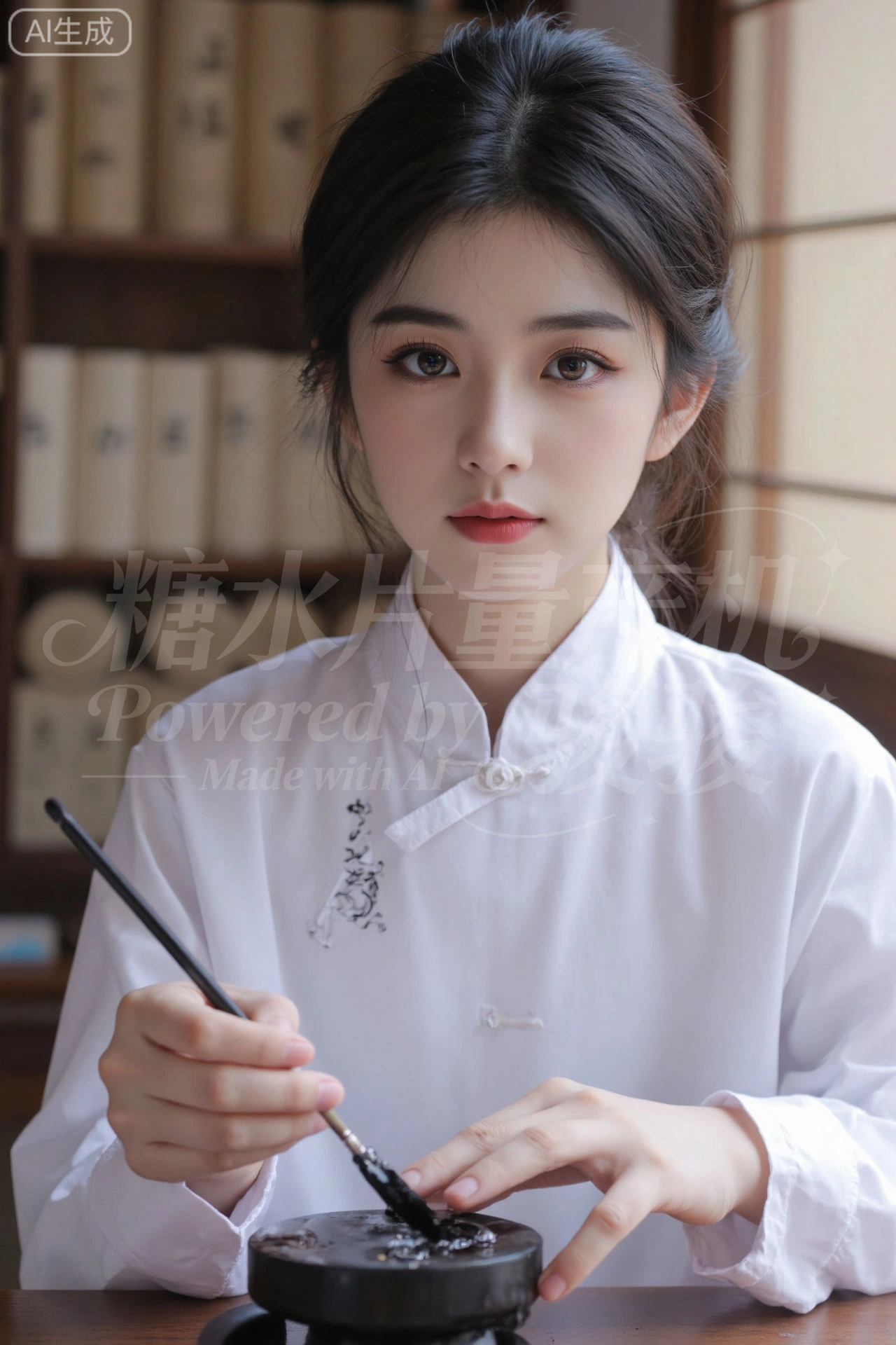 荒野篝火旁，碎花抹胸混着牛仔热裤