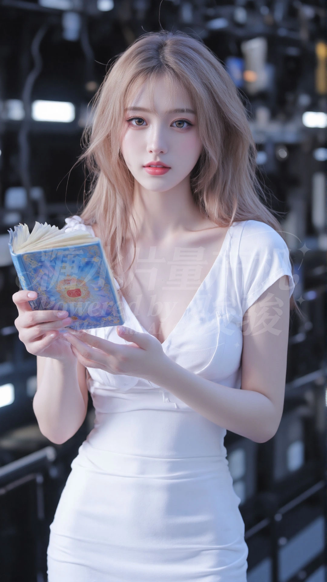 幽暗秘室中，银辫裘衣，手驭火烛