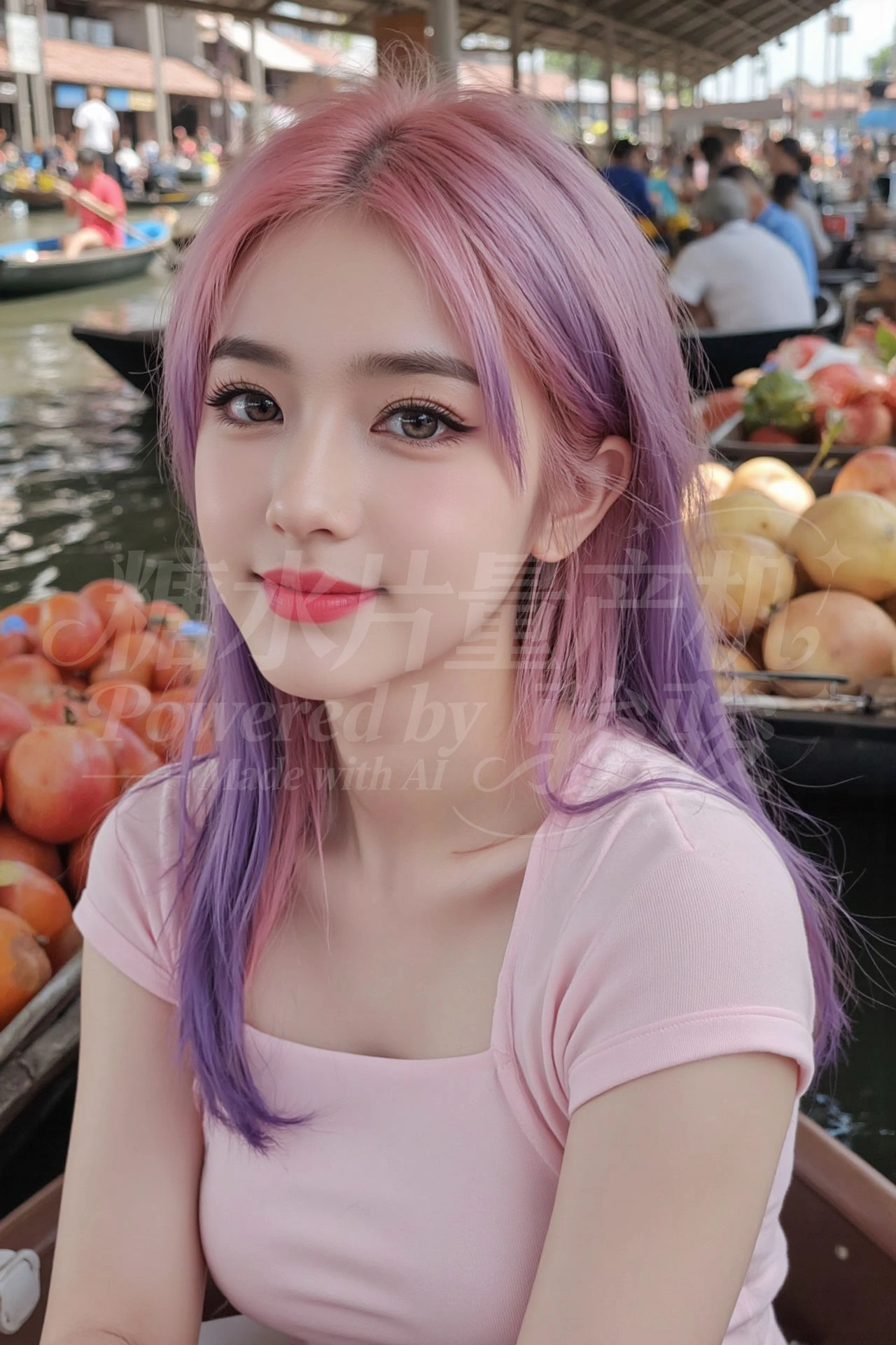 水上集市里，果香与船影间