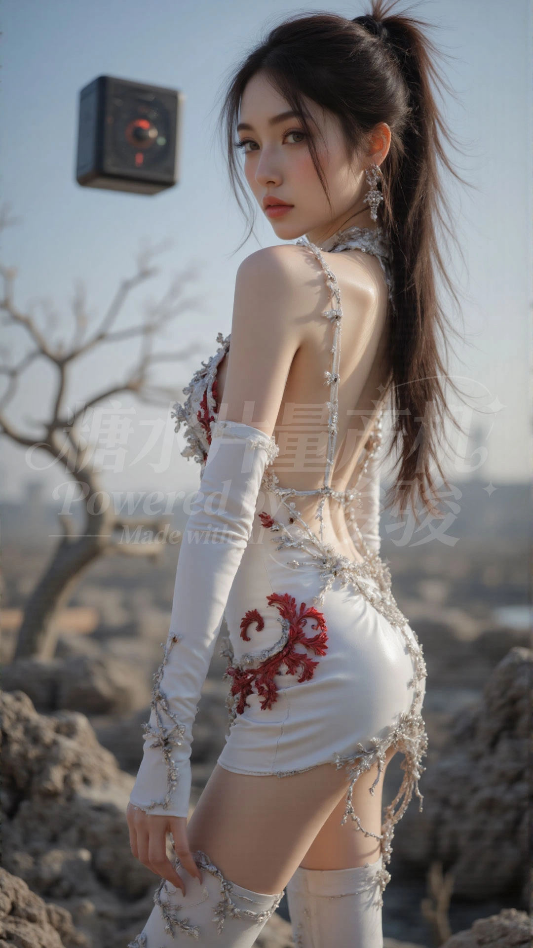 荒漠晴空下，红发纱裙，花雨翩跹