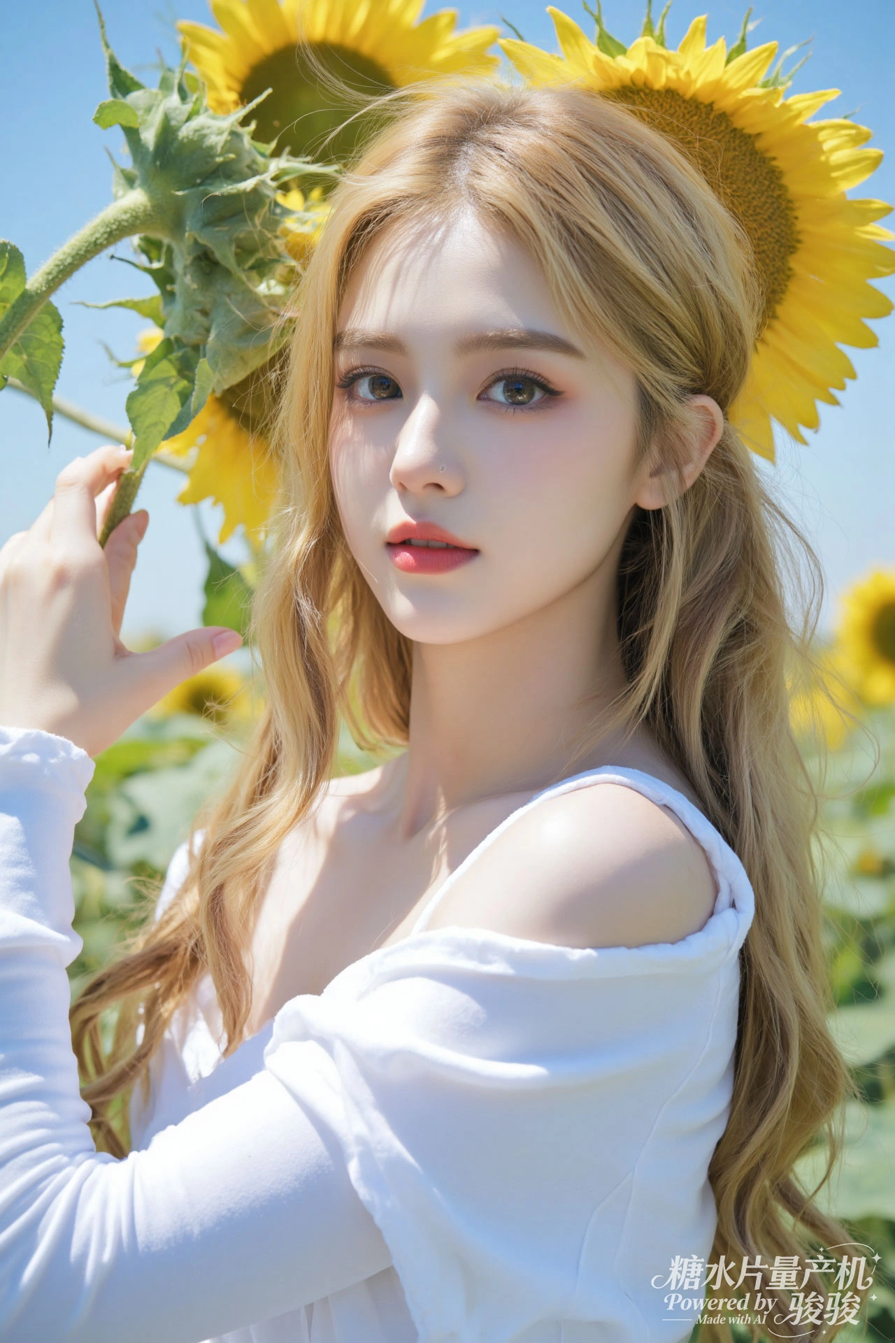 白裙幽婉，花簇清灵，萤光曳绿，夜园如梦