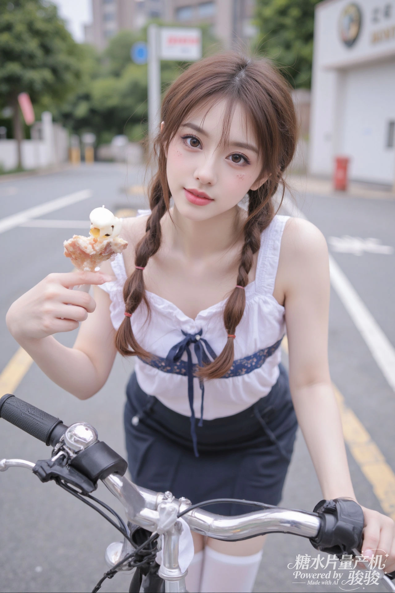 白裙幽婉，花簇清灵，萤光曳绿，夜园如梦