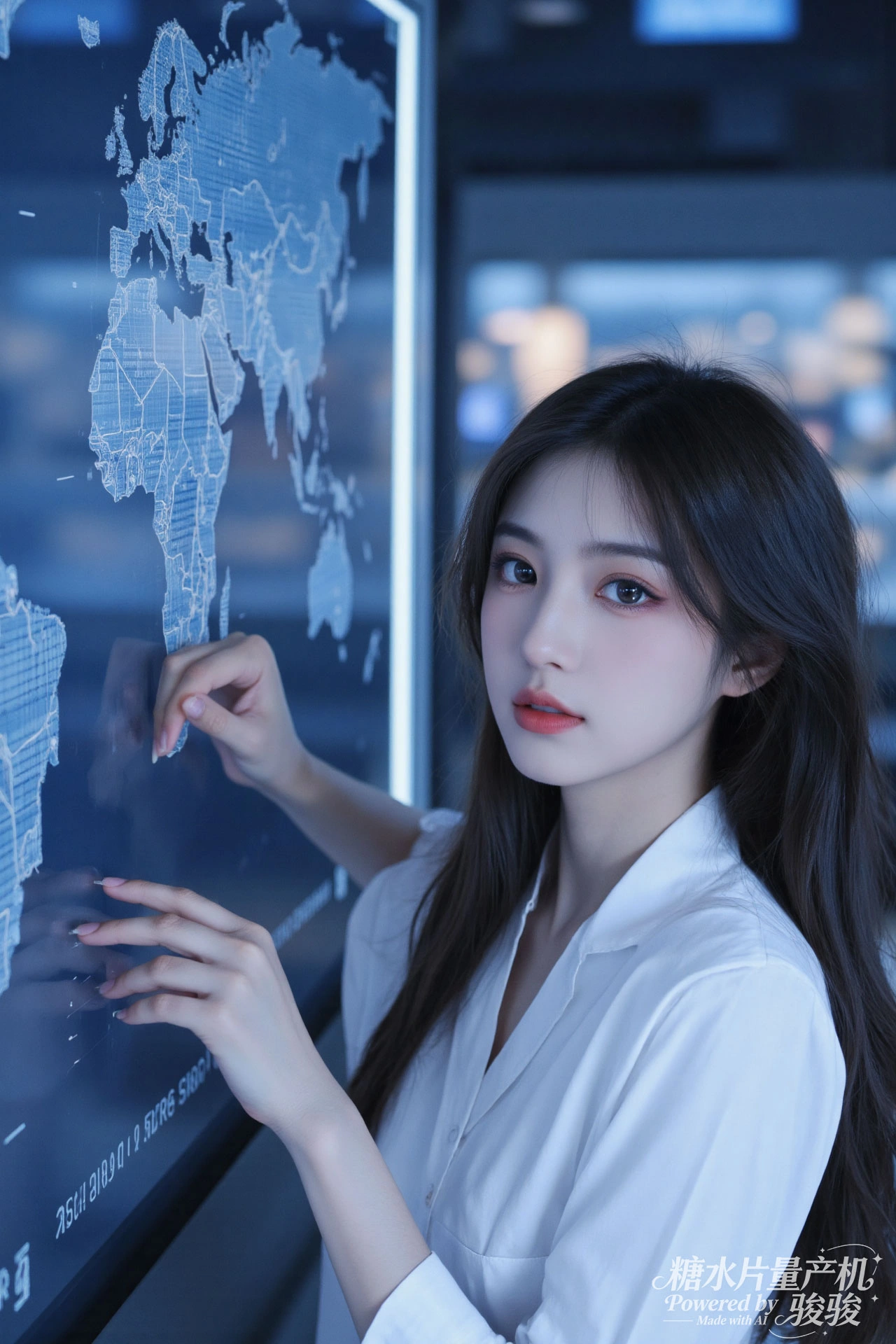 白裙幽婉，花簇清灵，萤光曳绿，夜园如梦