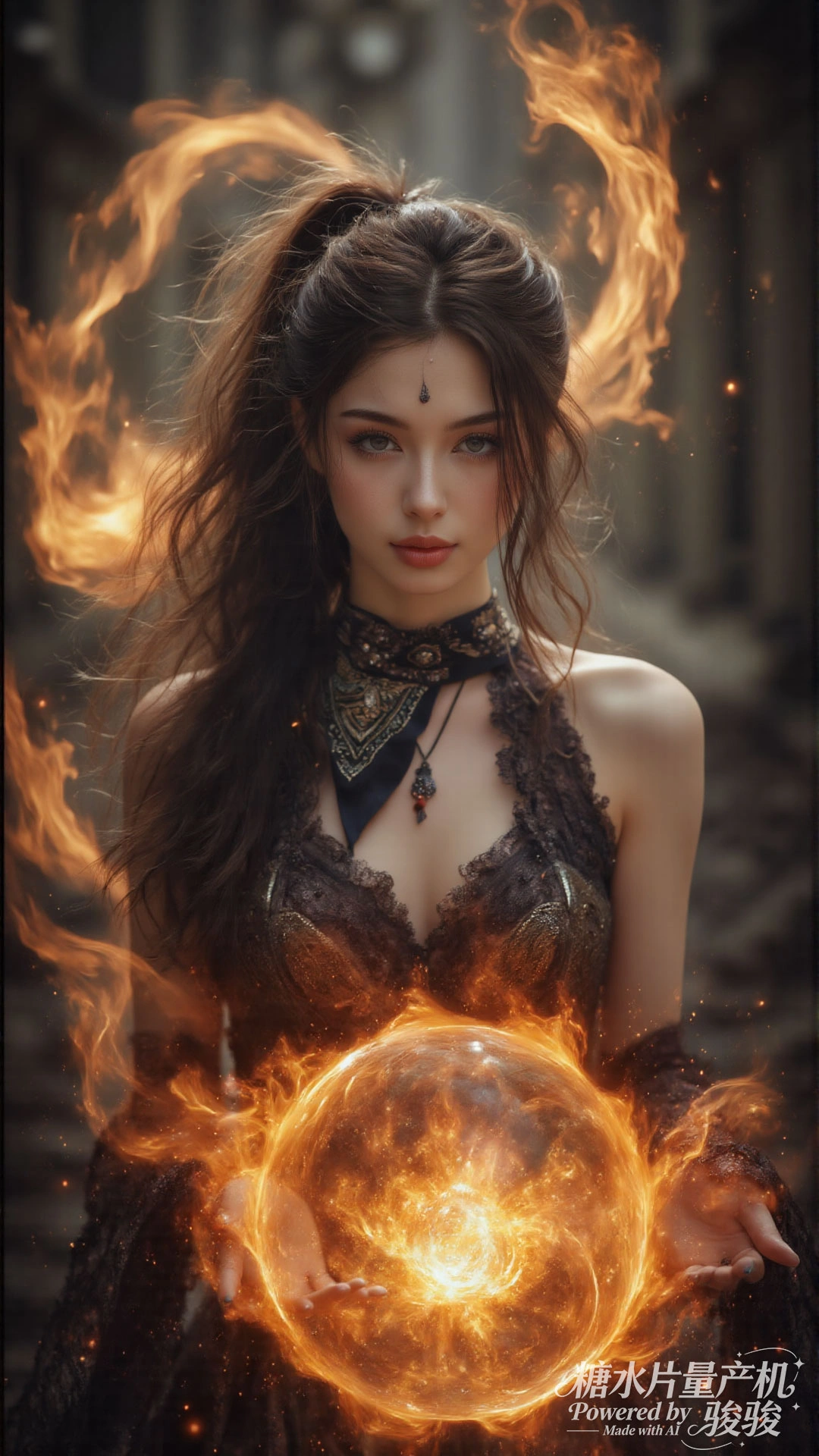 焰球诡魅，黑裙华丽，巫术神秘，魔女狂艳