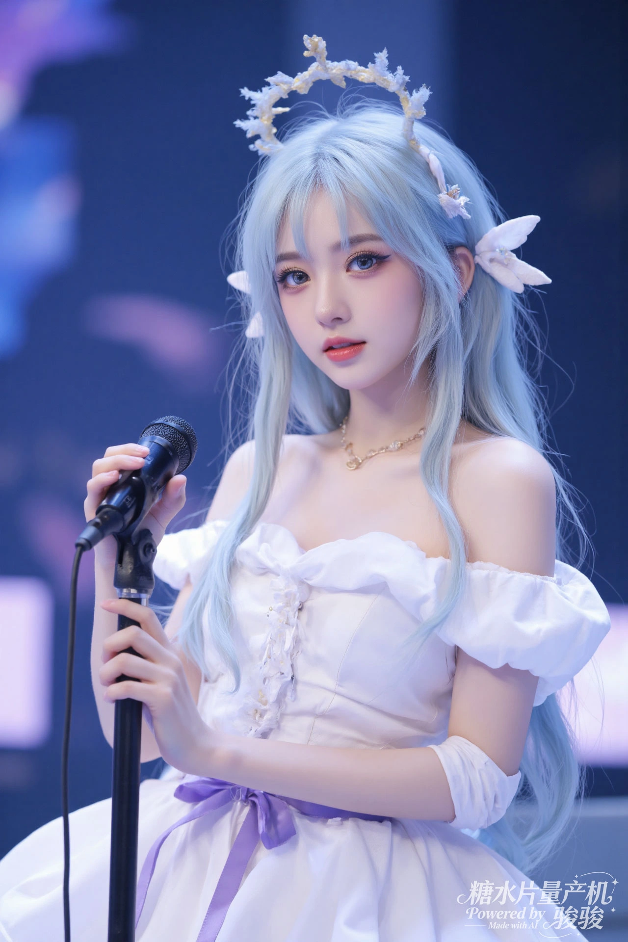 蓝发魅惑，夜城璀璨，穿搭大胆，都市尤物