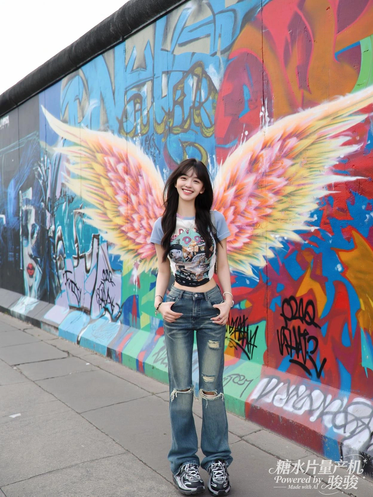 涂鸦街头，银发酷飒；白衫随性，都市潮灵