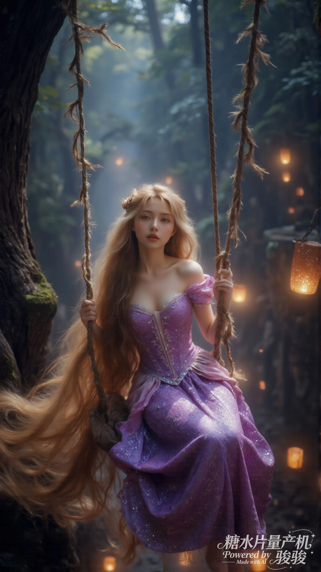 夜野星眸，紫发柔彰