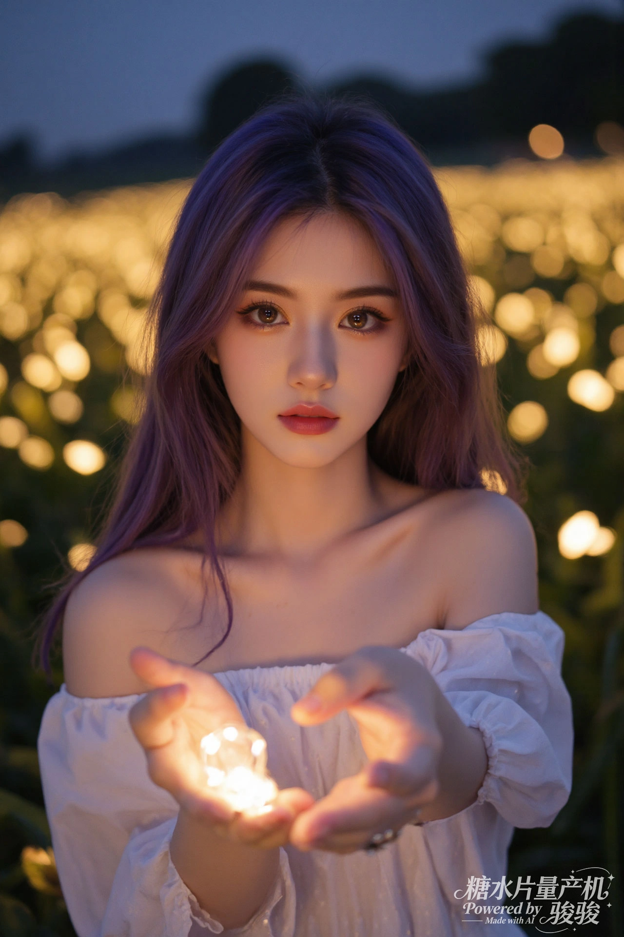 夜野星眸，紫发柔彰