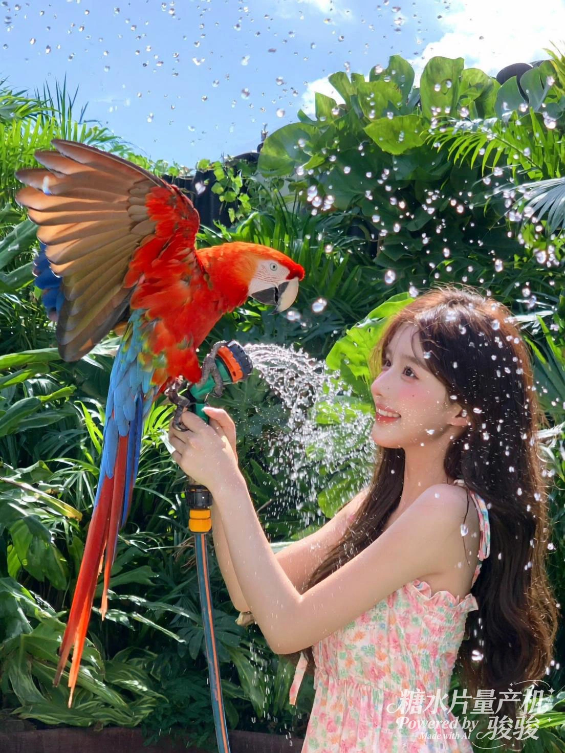 汉服撑伞，膝旁白猫相伴，在灯笼的暖光与雨巷的诗意交融中，东方古韵里温柔 ...