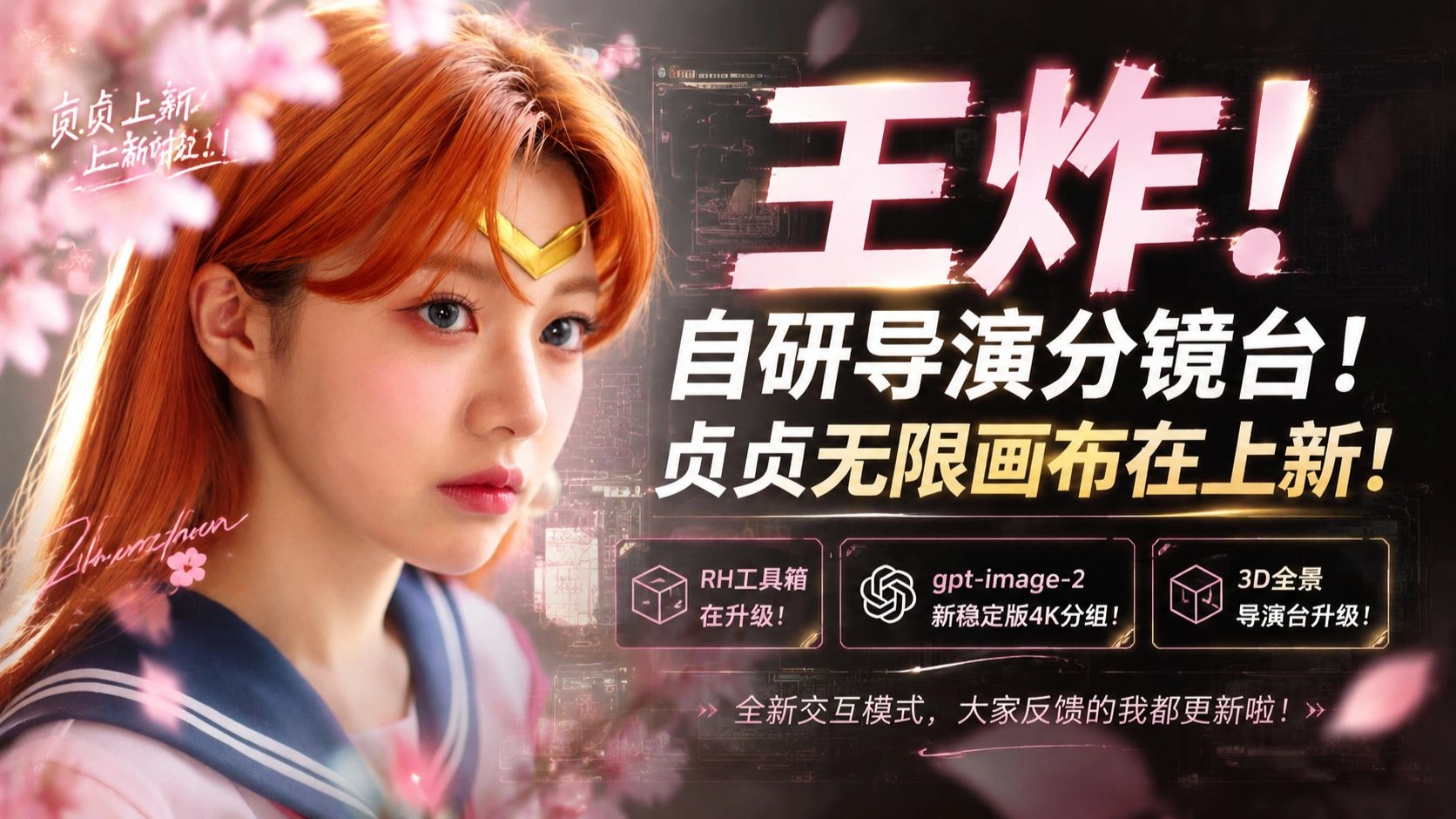 贞贞无限画布更新：导演分镜台、RH工具箱与GPT-image-2分组