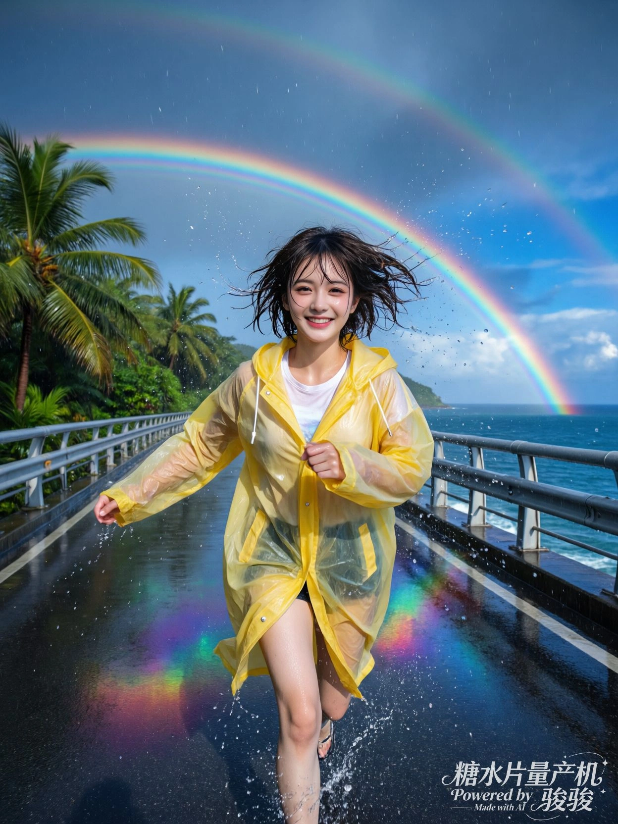 霓虹灯在雨中晕开，模糊了整座城市的轮廓