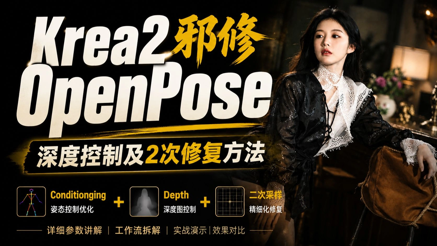 Krea2深度ControlNet：姿势控制、Conditioning与二次采样修复