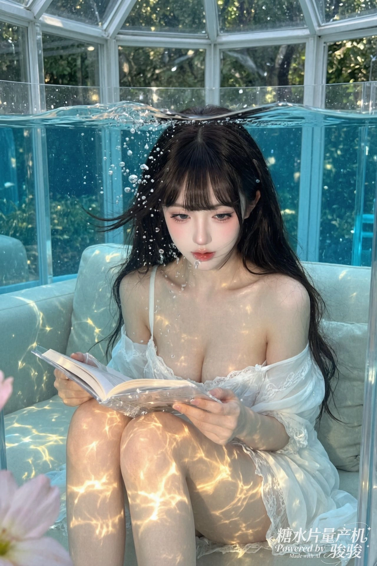 晾衣绳上的蕾丝裙，被风吹成风筝