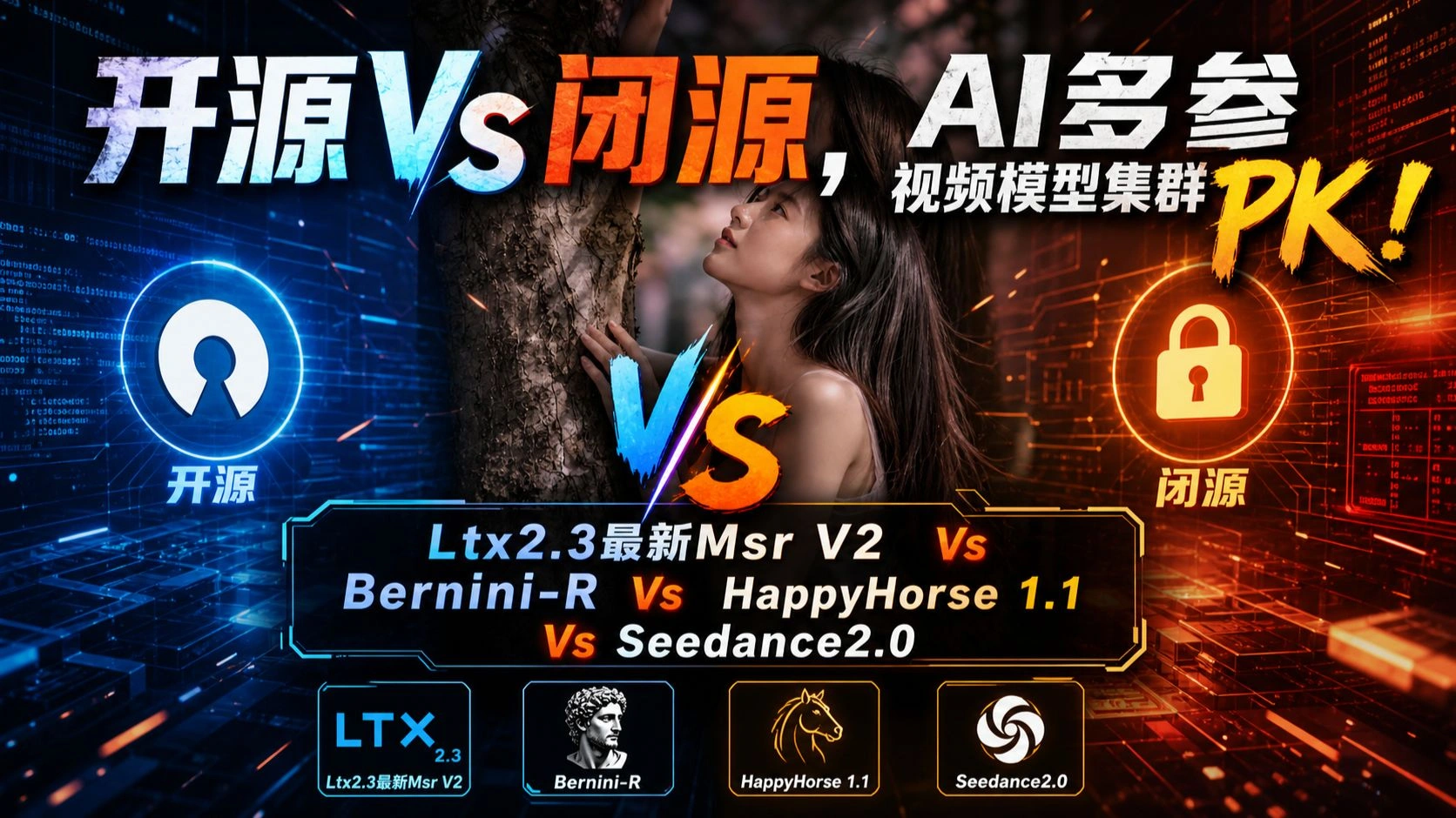 LTX 2.3 MSR V2多主体对比：Bernini-R/HappyHorse 1.1/Seedance 2.0