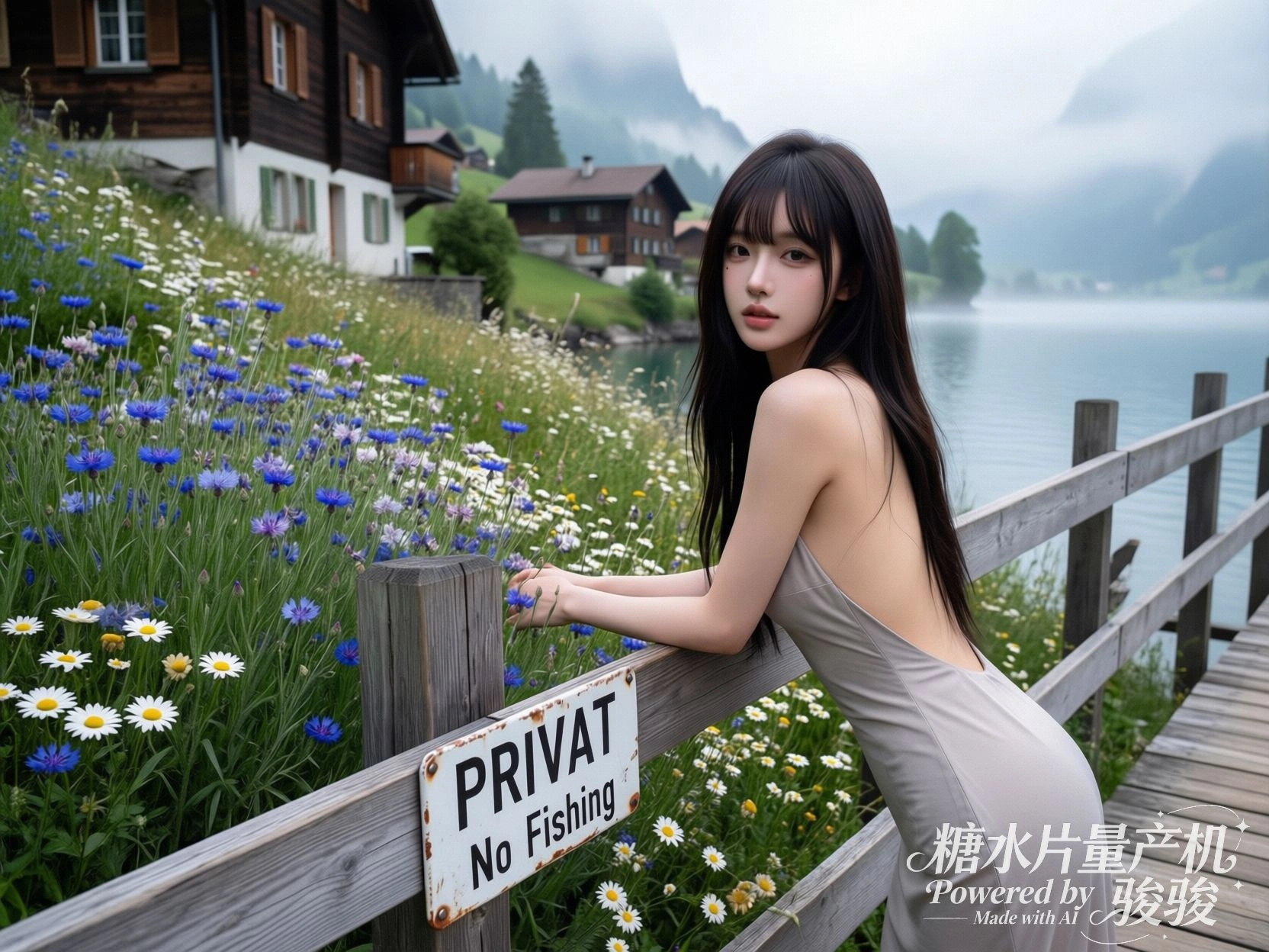 镜子上未干的水痕，模糊了刚洗过的脸