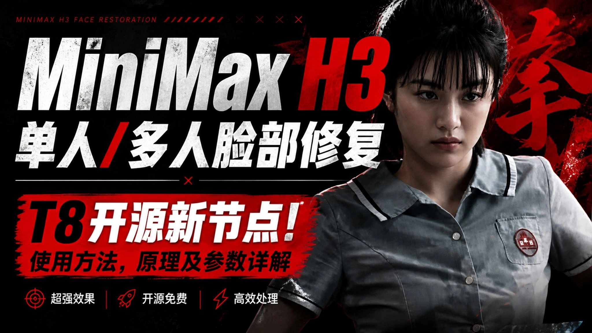 MiniMax H3 人脸修复节点：单人/多人后处理参数