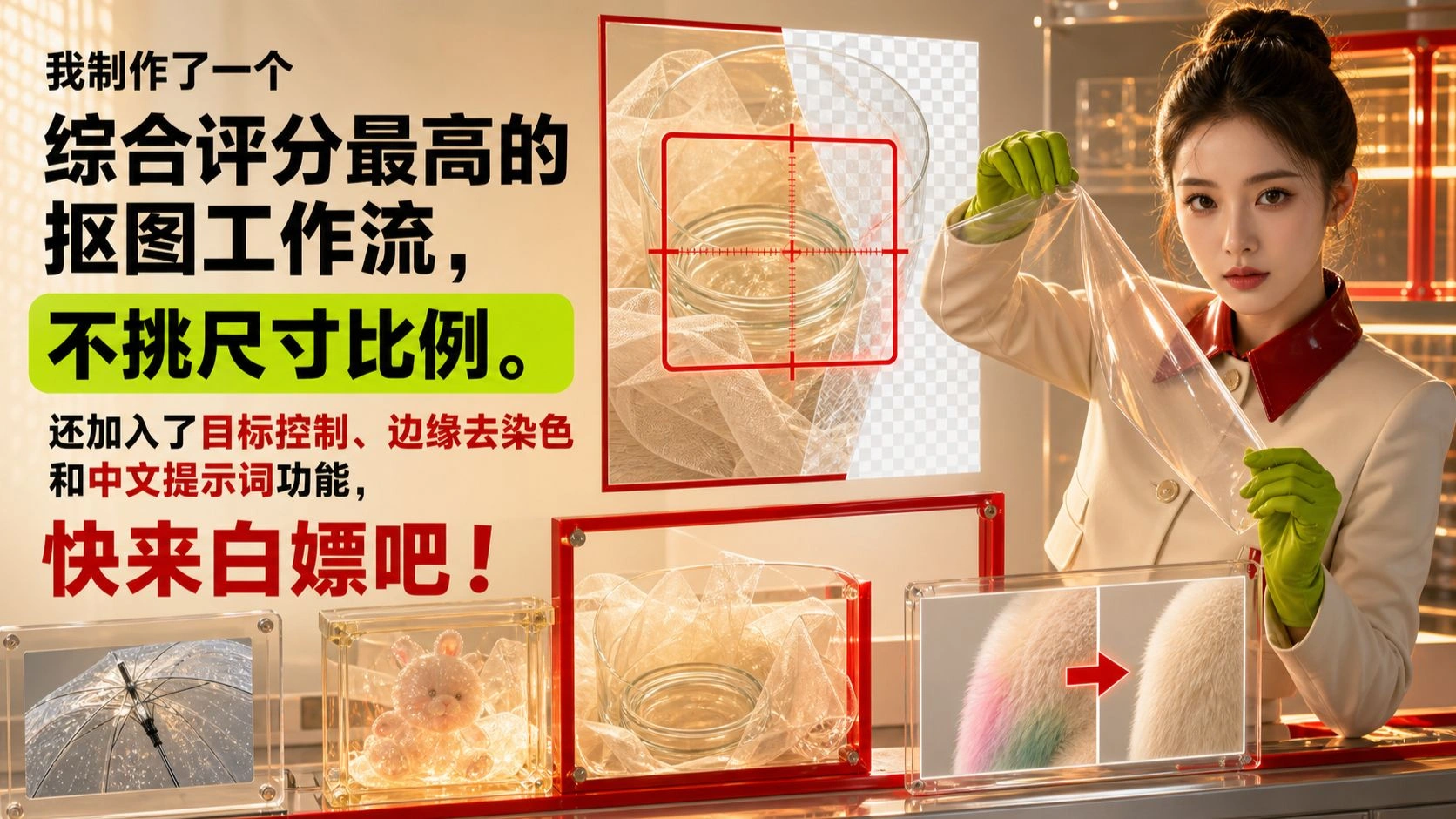 高质量抠图工作流：不挑比例，含边缘去污染与中文提示词