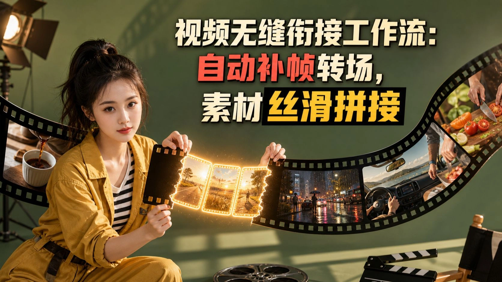 视频无缝衔接工作流：自动补帧转场，碎片拼成片