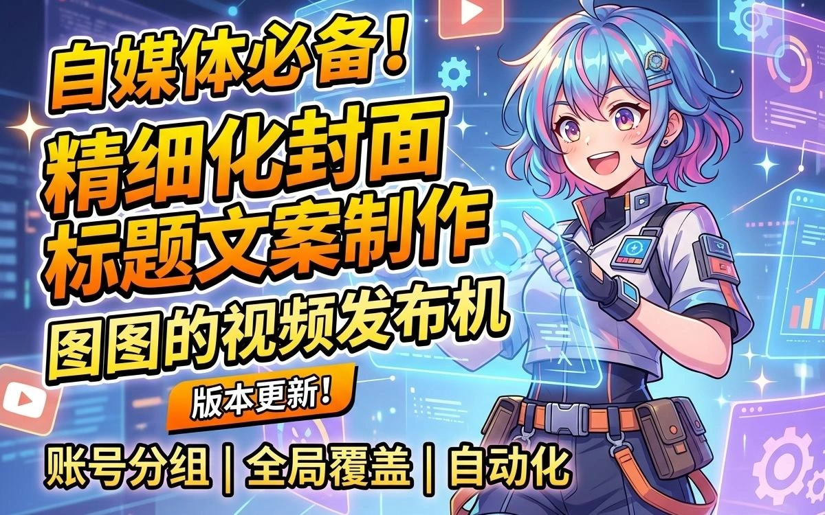 视频发布机更新：全局封面规则 + 账号分组修复